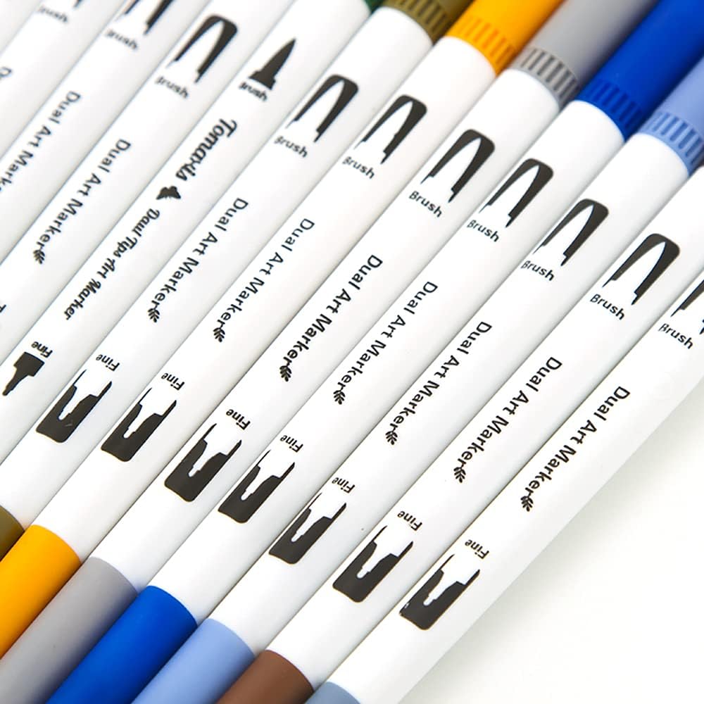 Oma's 12pcs Dual Tip Brush Marker Pen Set