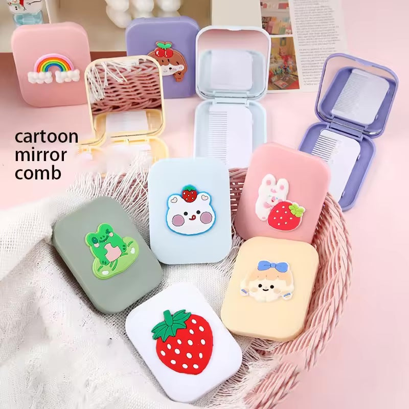 Mimi's Cute Cartoon Portable Makeup Mirror & Comb Set