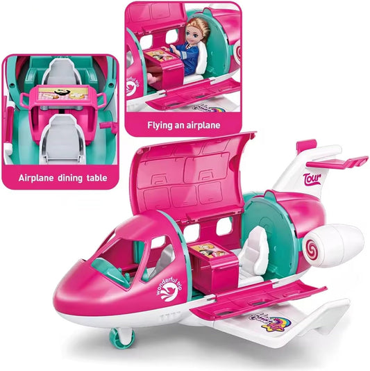 Oma's Fun Airplane Toys Set for Kids – Fashion Doll, Toy Puppy, and Accessories | Pretend Play &amp; Educational Fun for Children