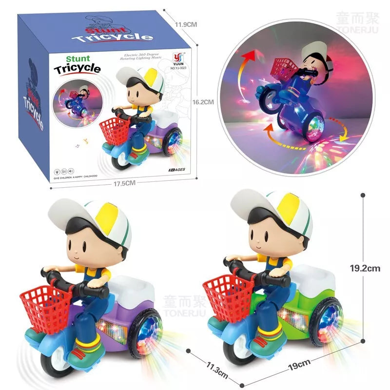 Nedum Ninja's Interactive 360 Degrees Electric Stunt Tricycle Toy for Boys