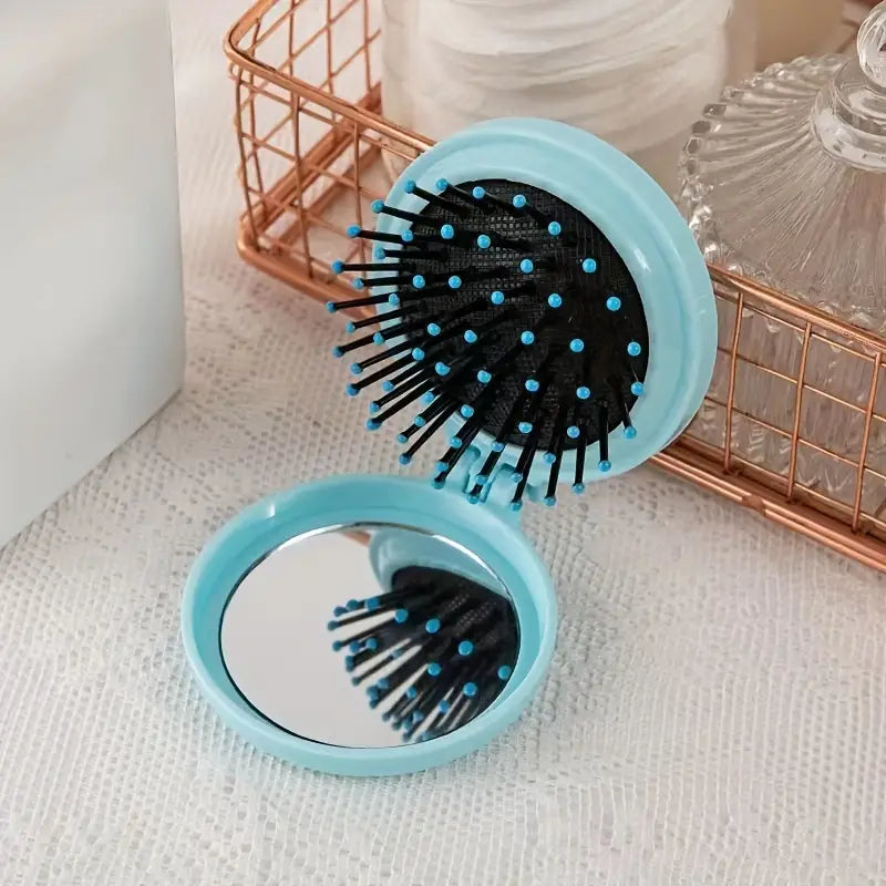 Audrey's Pop-Up Compact Mirror Hairbrush