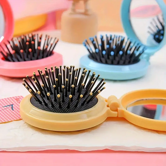 Audrey's Pop-Up Compact Mirror Hairbrush