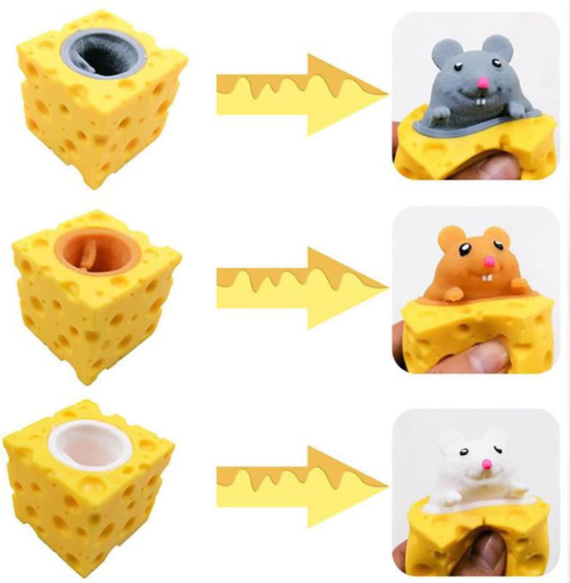 Jenny's Popout Mice in Cheese Relief Sensory Toy Stress Ball Fidget Toys