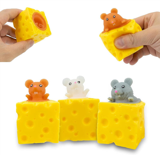 Jenny's Popout Mice in Cheese Relief Sensory Toy Stress Ball Fidget Toys