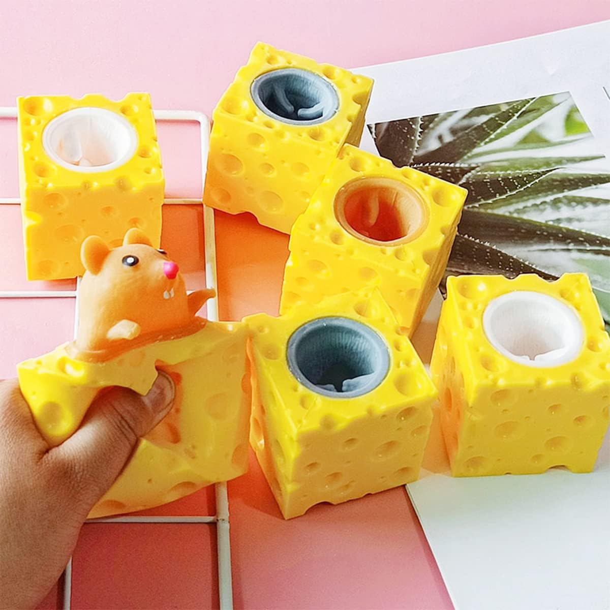 Jenny's Popout Mice in Cheese Relief Sensory Toy Stress Ball Fidget Toys